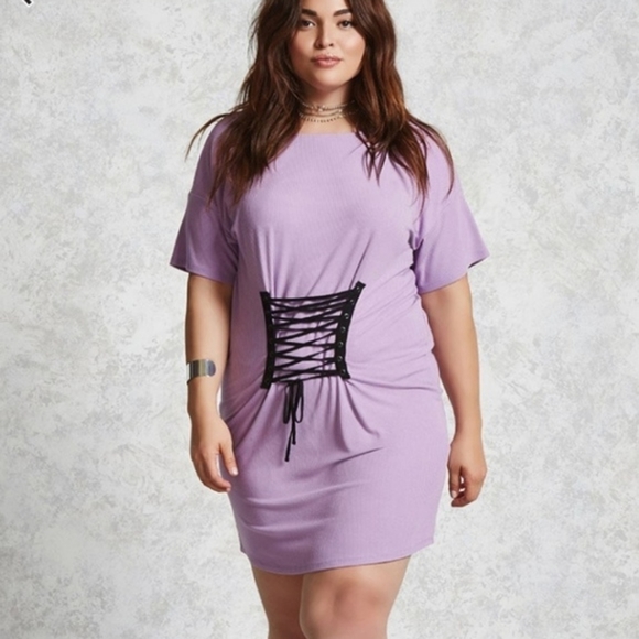 Forever 21 Tops - 2X forever 21+ lavender corset front t shirt dress